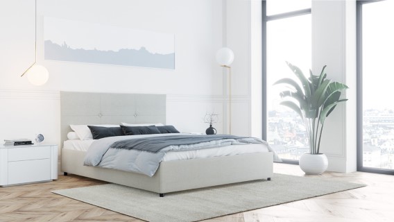 Кровать Дримлайн Визби (искусственный велюр/серый) 140х200